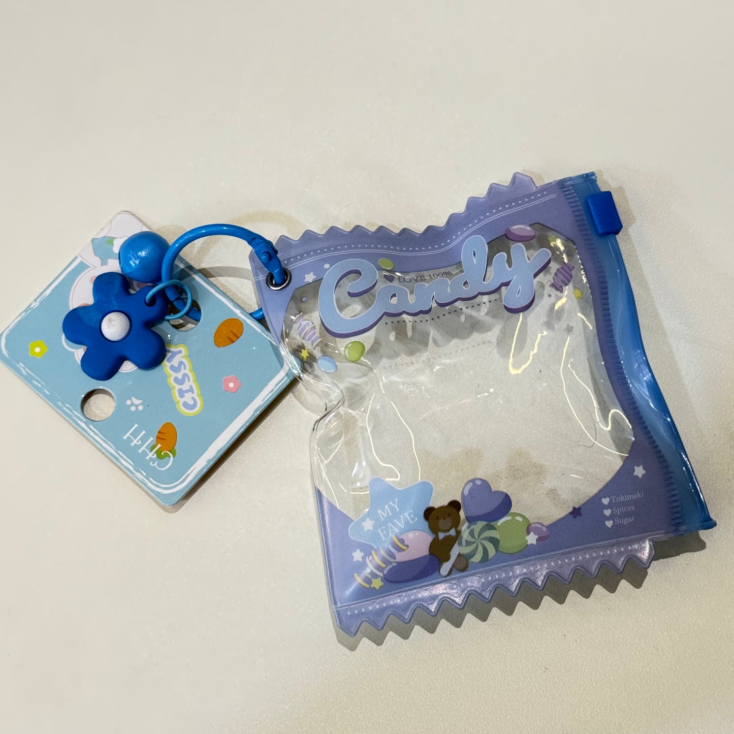 Candy Plush Bear Keychain with Zipper Pouch