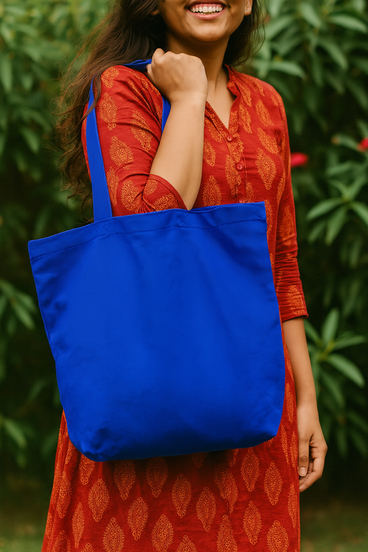 Plain Canvas Tote Bag - ROYAL BLUE