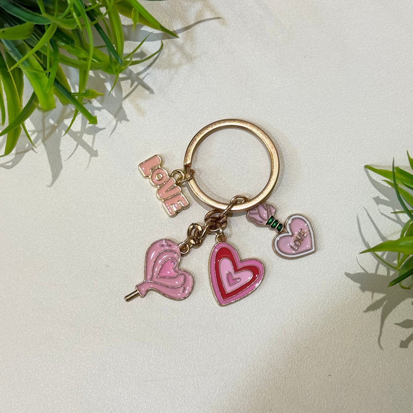 Love Hearts Charm Keychain