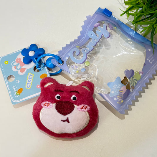 Candy Plush Bear Keychain with Zipper Pouch