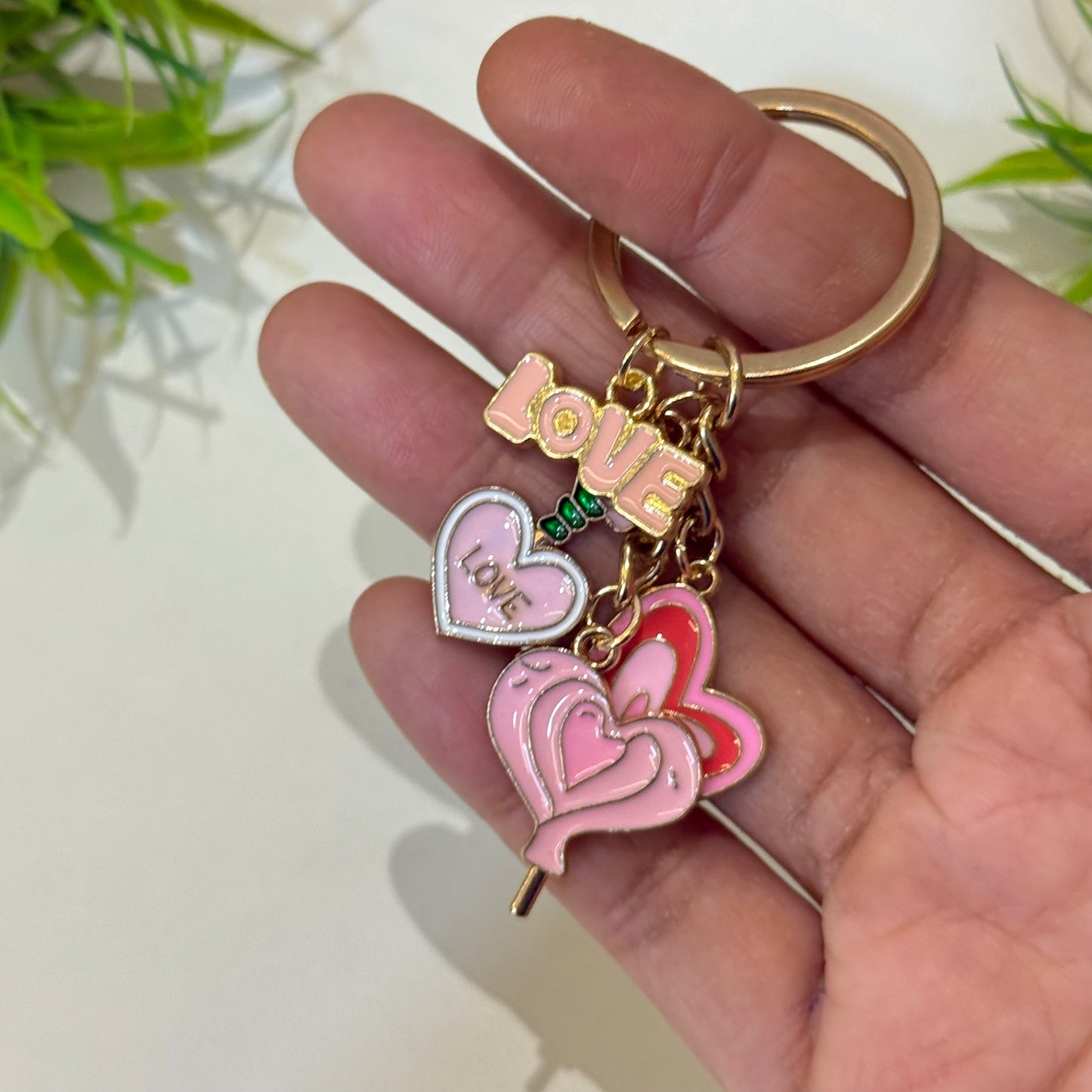 Love Hearts Charm Keychain