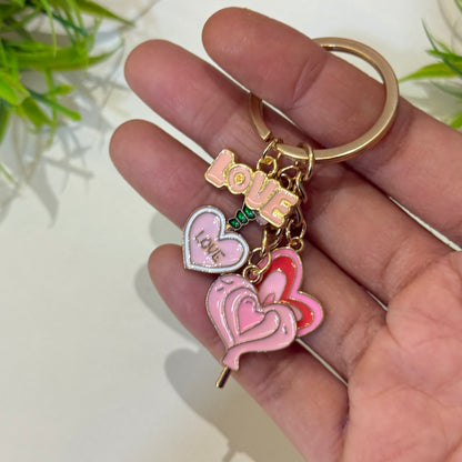 Love Hearts Charm Keychain