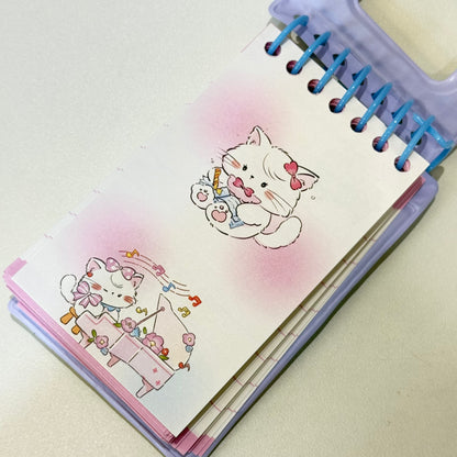 Cream Cat Mini Spiral Diary