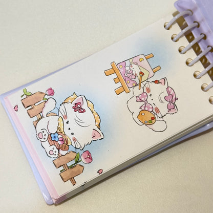 Cream Cat Mini Spiral Diary