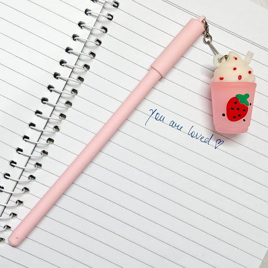 Cute Gel Pen with Keychain Charm