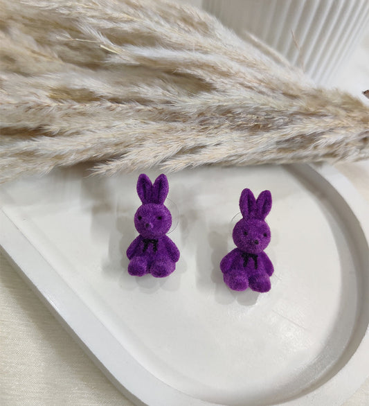 Fuzzy Purple Bunny Earrings