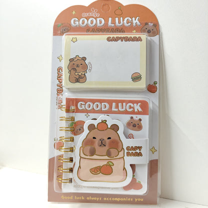 Capybara Mini Sticky Notes & Spiral Planner Set