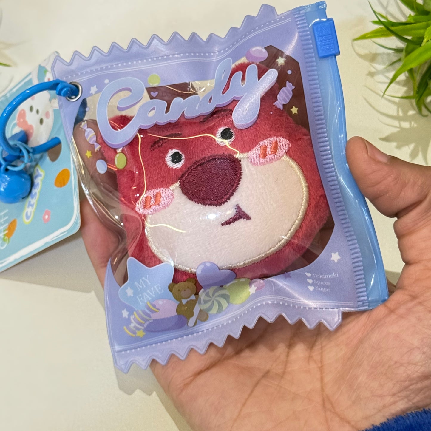 Candy Plush Bear Keychain with Zipper Pouch