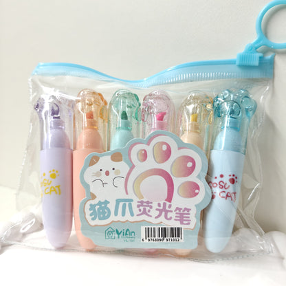 SoSu Cat Paw Highlighters Set (6pcs)